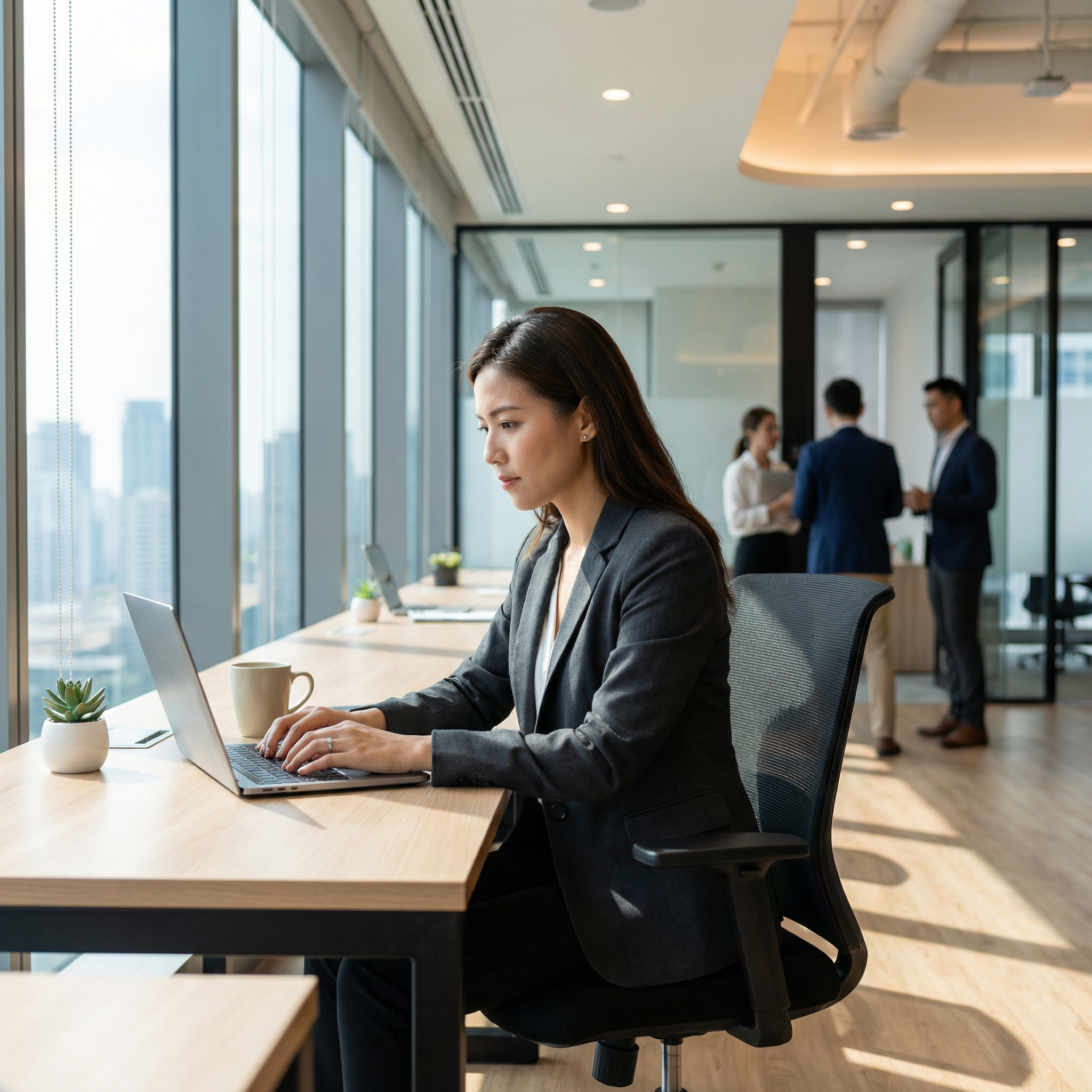 Woman working on laptop